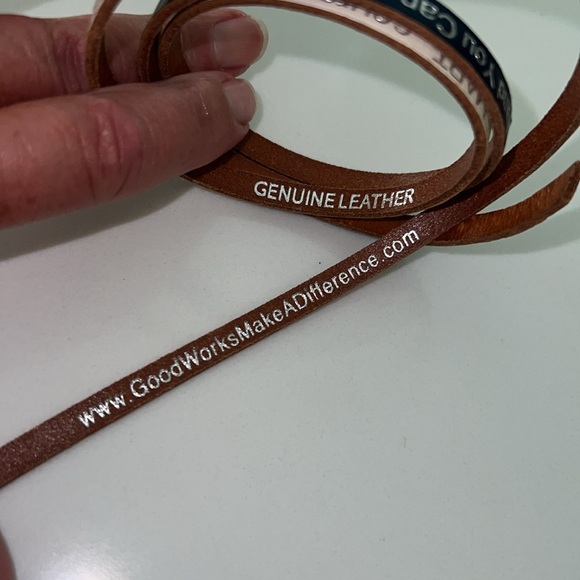 Good Works Make a Difference Quadruple Leather Wrap Bracelet. - Picture 4 of 5